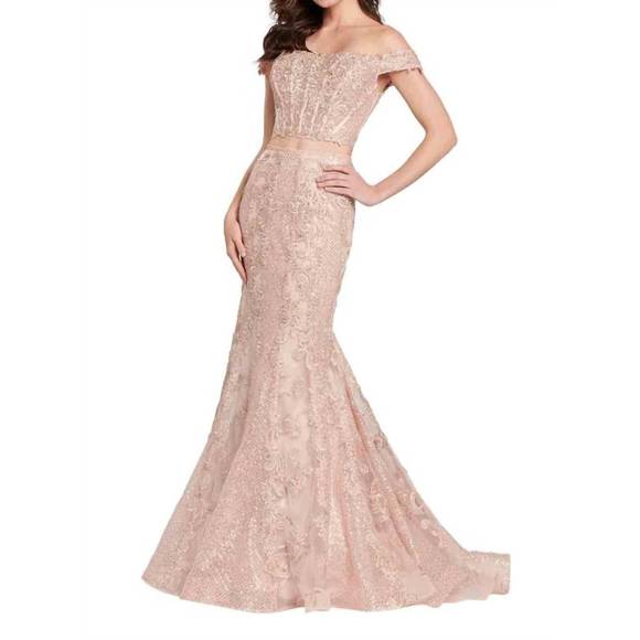 NEW ELLIE WILDE women's prom dress in rose gold